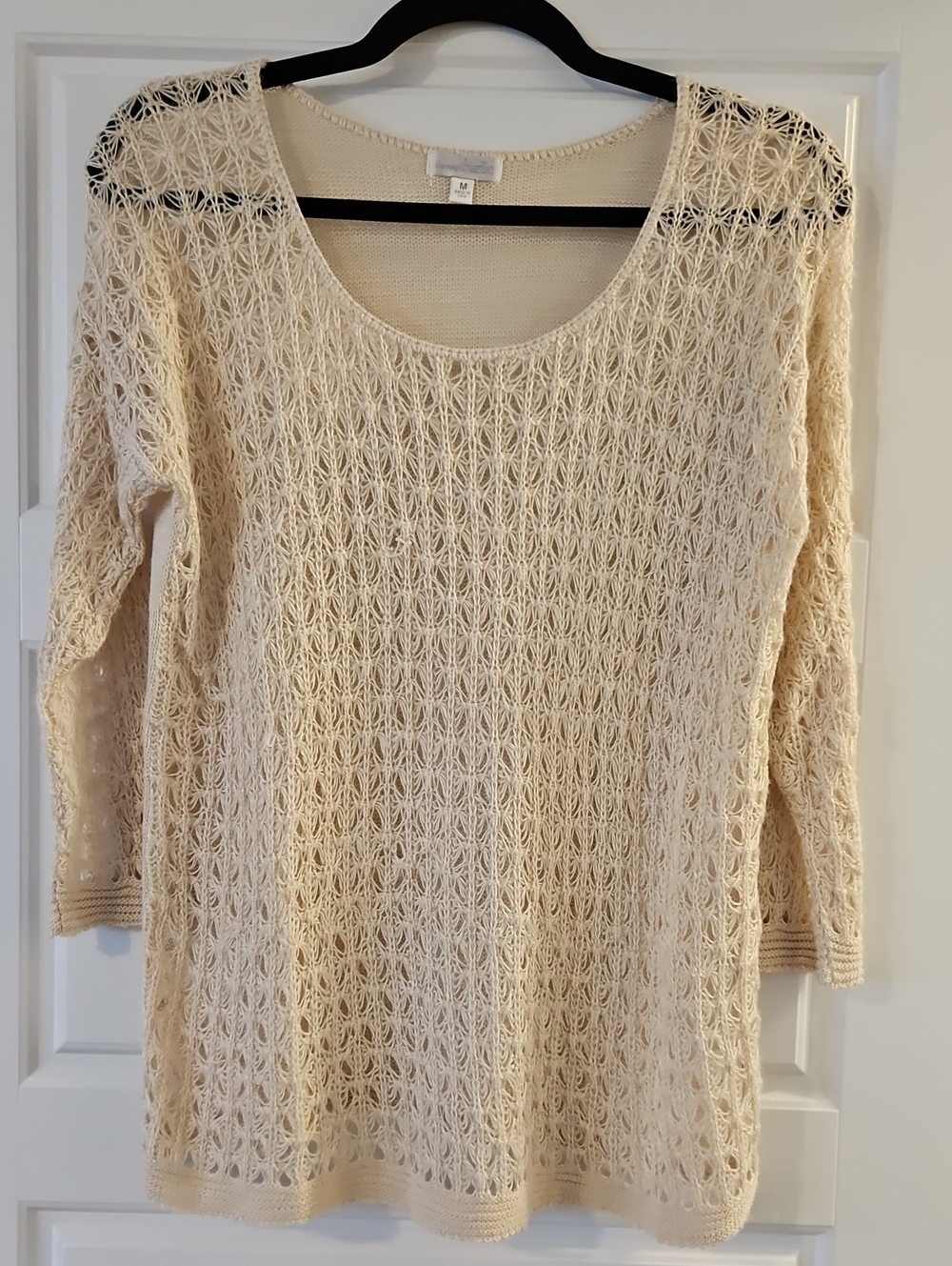 Charming Charlie Cream Open-Knit Scoop Neck Sweater